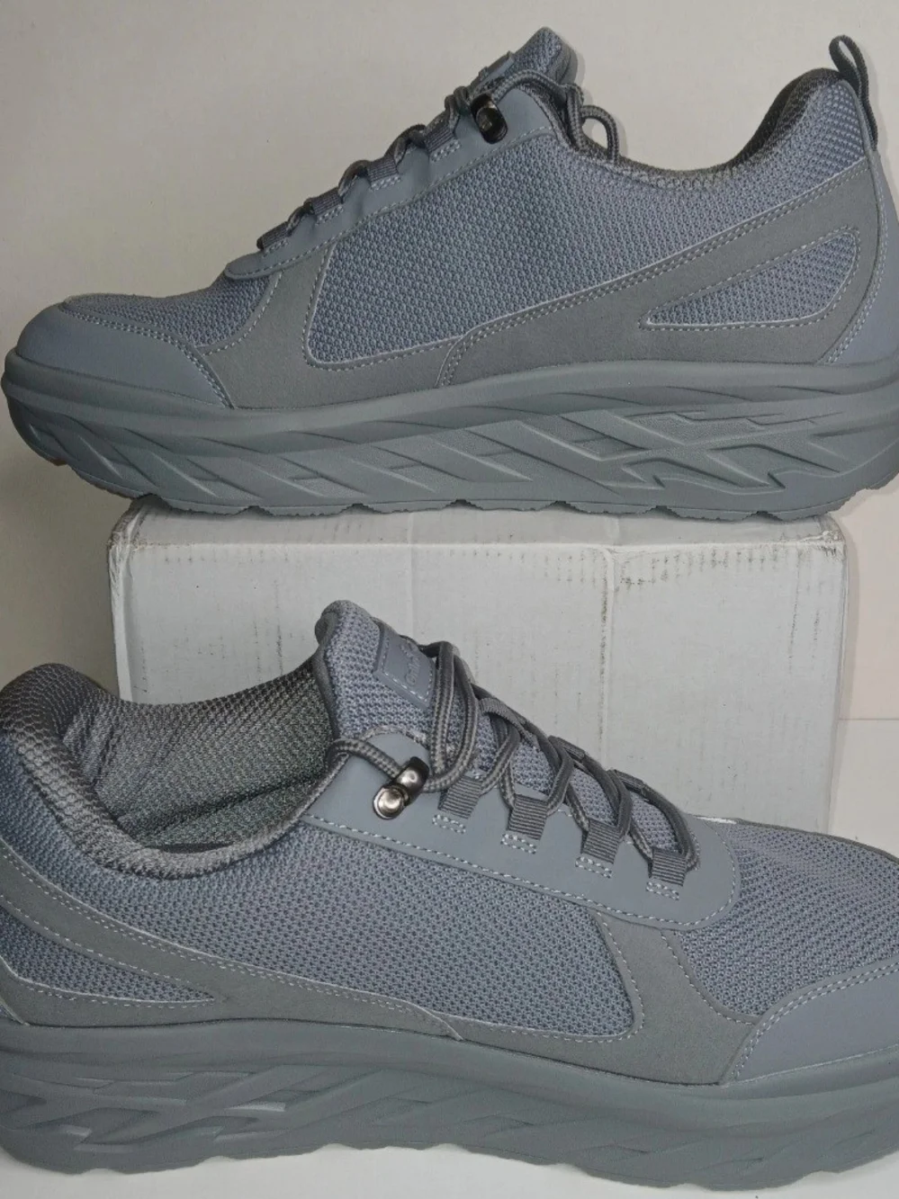 OrthoComfoot Men's 12W Grey Athletic Walking Shoes Cushion Orthopedic OFTN01B